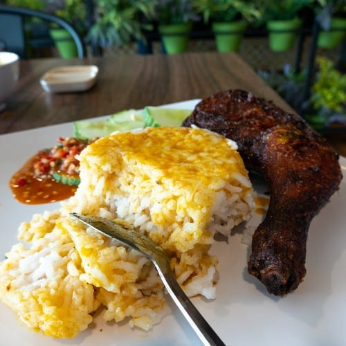 Grilled Chicken & Cheese with Rice.