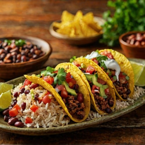 Hardshell Taco, Rice & Beans.